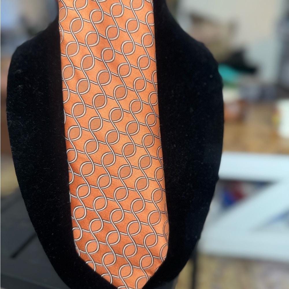 City of London Imported Silk, Orange Patterned Men's Tie